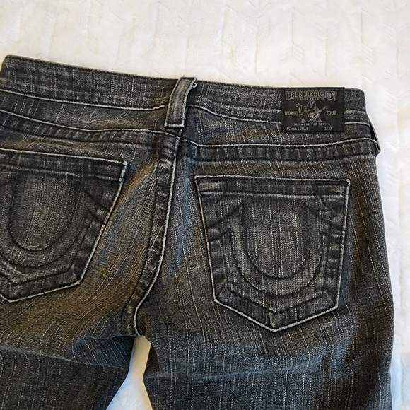 True Religion Skinny Jeans Low Rise Black Washed Distressed - Picture 6 of 11